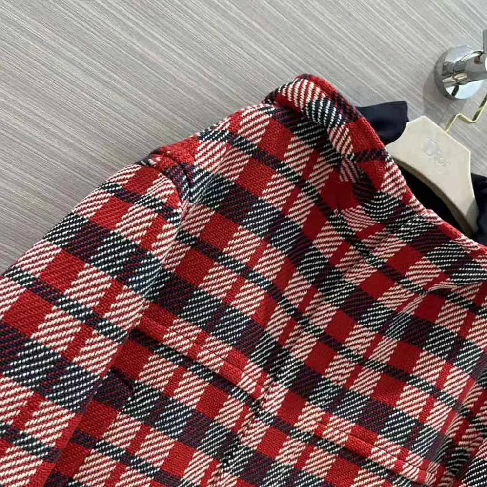 Dior Hooded Blouson Red Black and White Check n Dior Cotton and Wool for Women Dior Hooded Blouson Red Black and White Check n Dior Cotton and Wool for Women