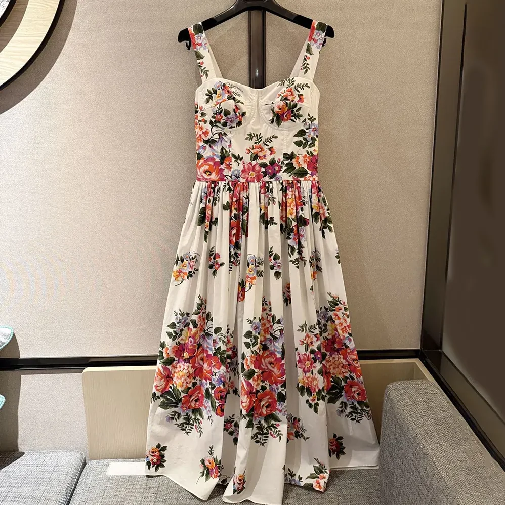 Dolce Gabbana D&G Flower Bouquet for Women in Print Cotton Dress