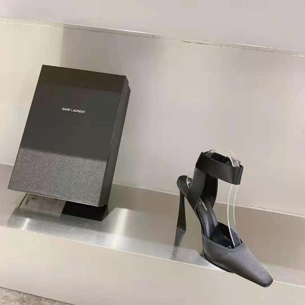 Saint Laurent YSL Fanny Slingback Pumps in Crepe Satin for Women Saint Laurent YSL Fanny Slingback Pumps in Crepe Satin for Women