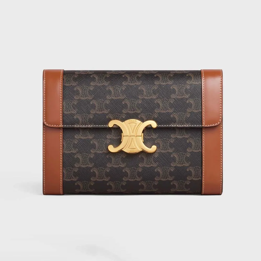 Celine Strap Bag Triomphe in Triomphe Canvas and Calfskin for Women