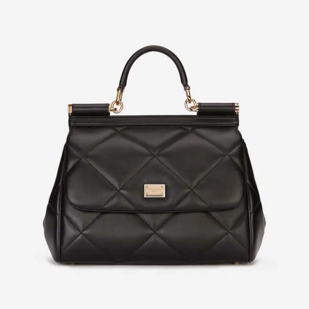 Dolce Gabbana D&G Medium Sicily Bag in Quilted Calfskin for Women in Black Dolce Gabbana D&G Medium Sicily Bag in Quilted Calfskin for Women in Black