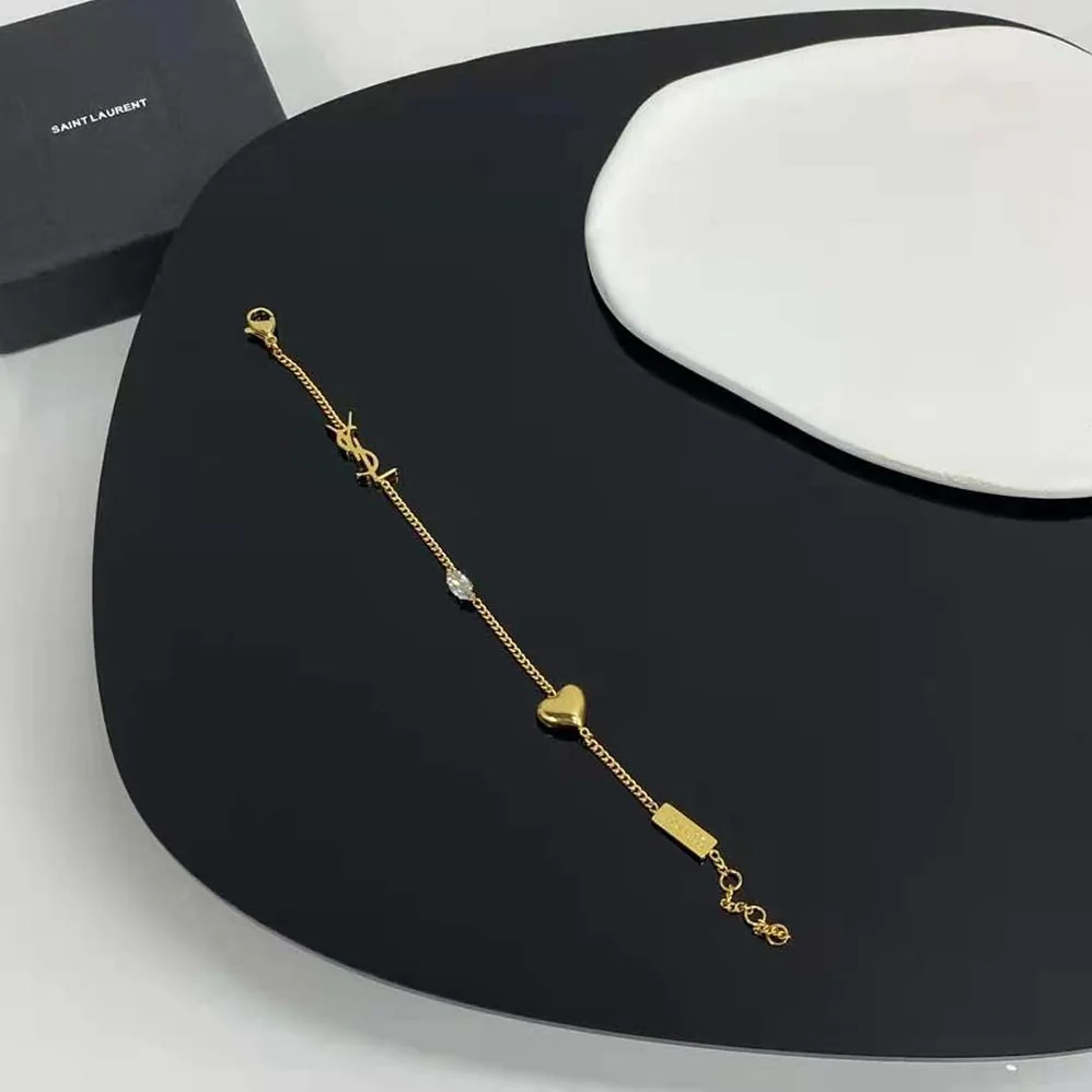 Saint Laurent YSL Opyum Heart Charm Bracelet in Metal for Women