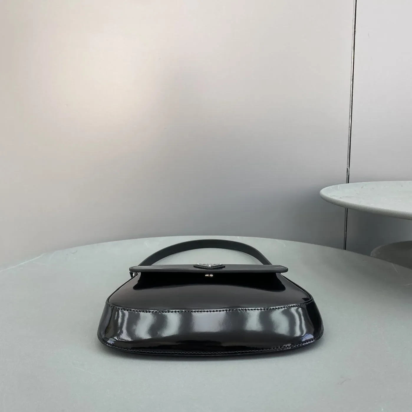 Prada Cleo Brushed Shoulder Bag With Flap Black