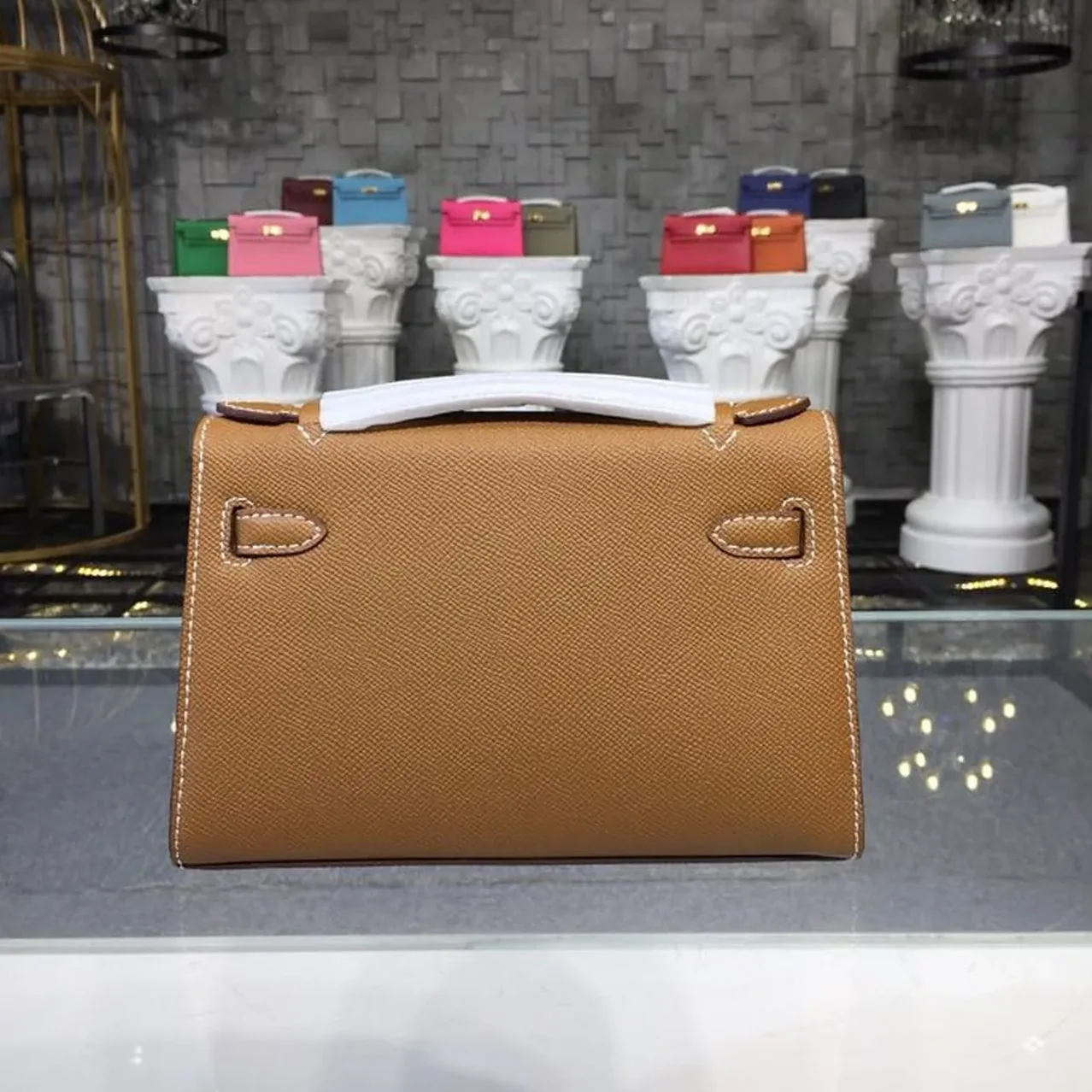 Hermes Mini Kelly KP Pochette Gold Gold Toned Hardware / Hermes Mini Kelly KP Pochette Gold Gold Toned Hardware /