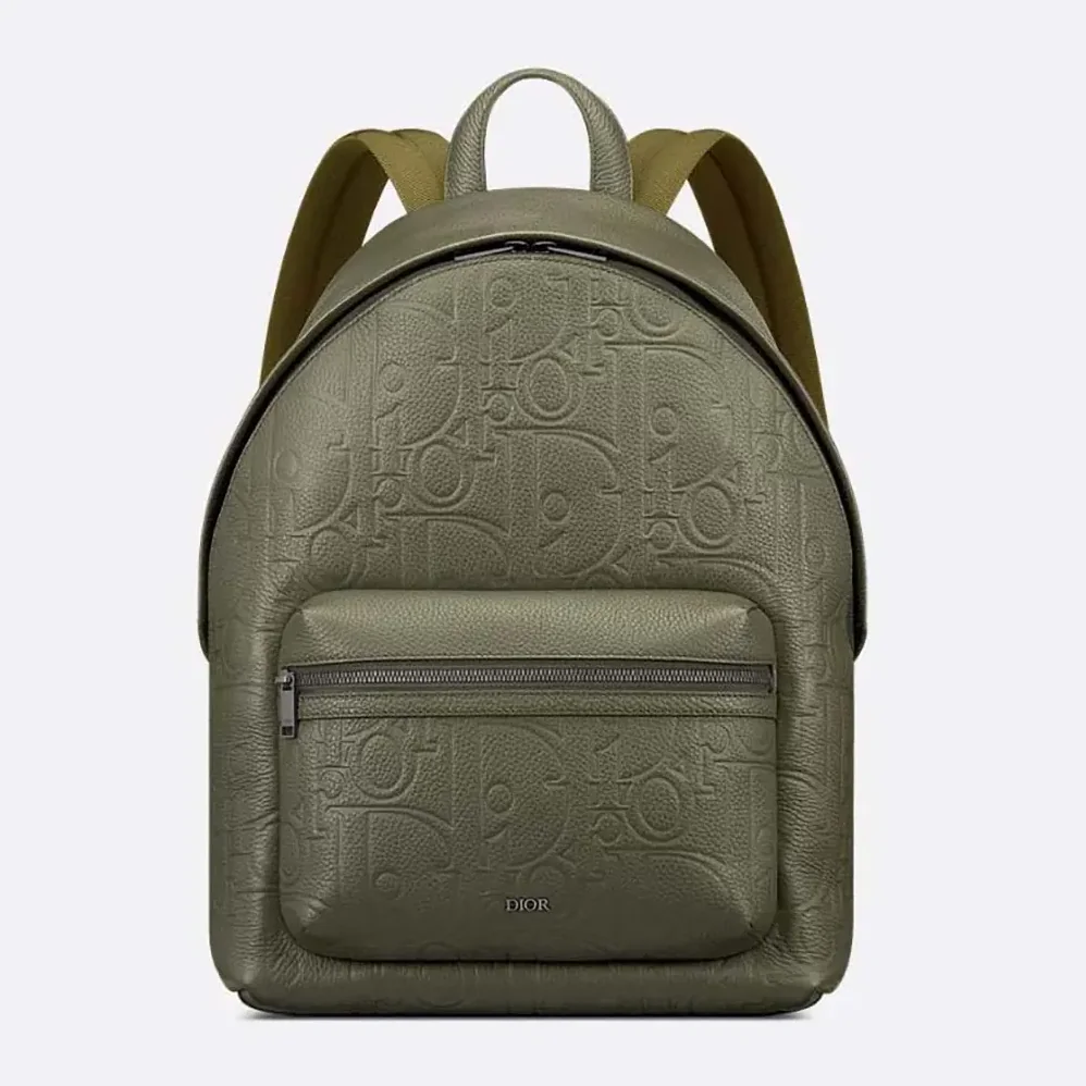 Dior Rider 2.0 Zipped Backpack Khaki Dior Gravity Leather and Khaki Grained Calfskin for Unisex