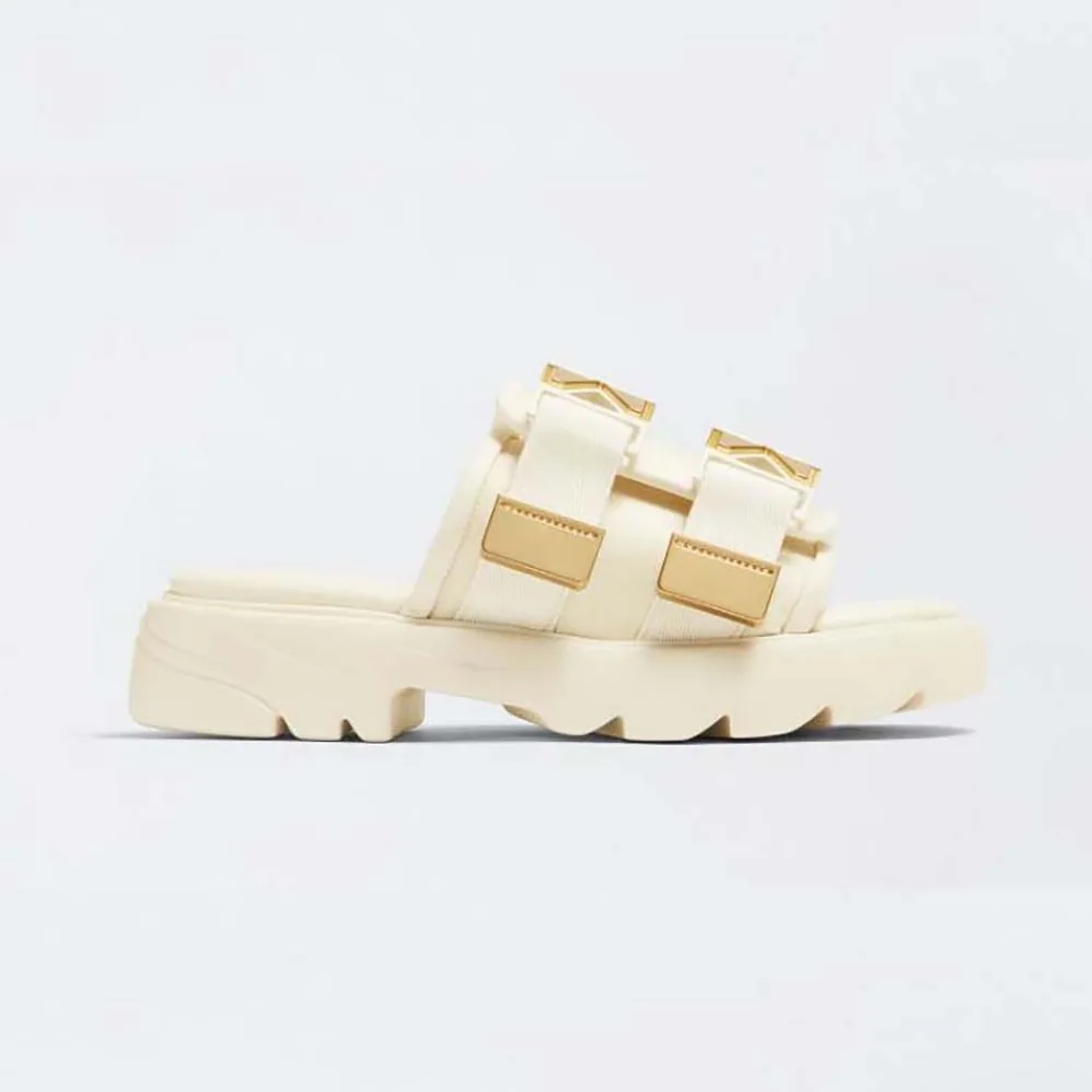 Bottega Veneta Flash Padded Technical Fabric Flat Sandals for Women in White