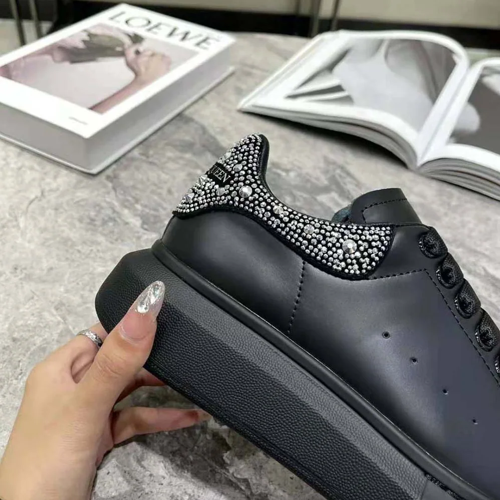 Alexander Mcqueen Oversized Sneaker Black Smooth Calf Leather for Women