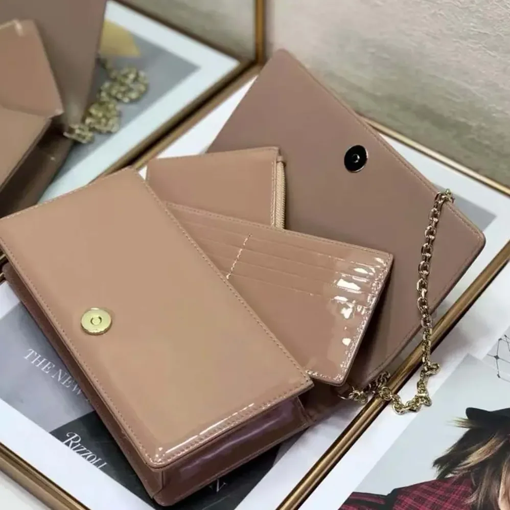 Dior Lady Dior Pouch Patent Cannage Calfskin in Sandy