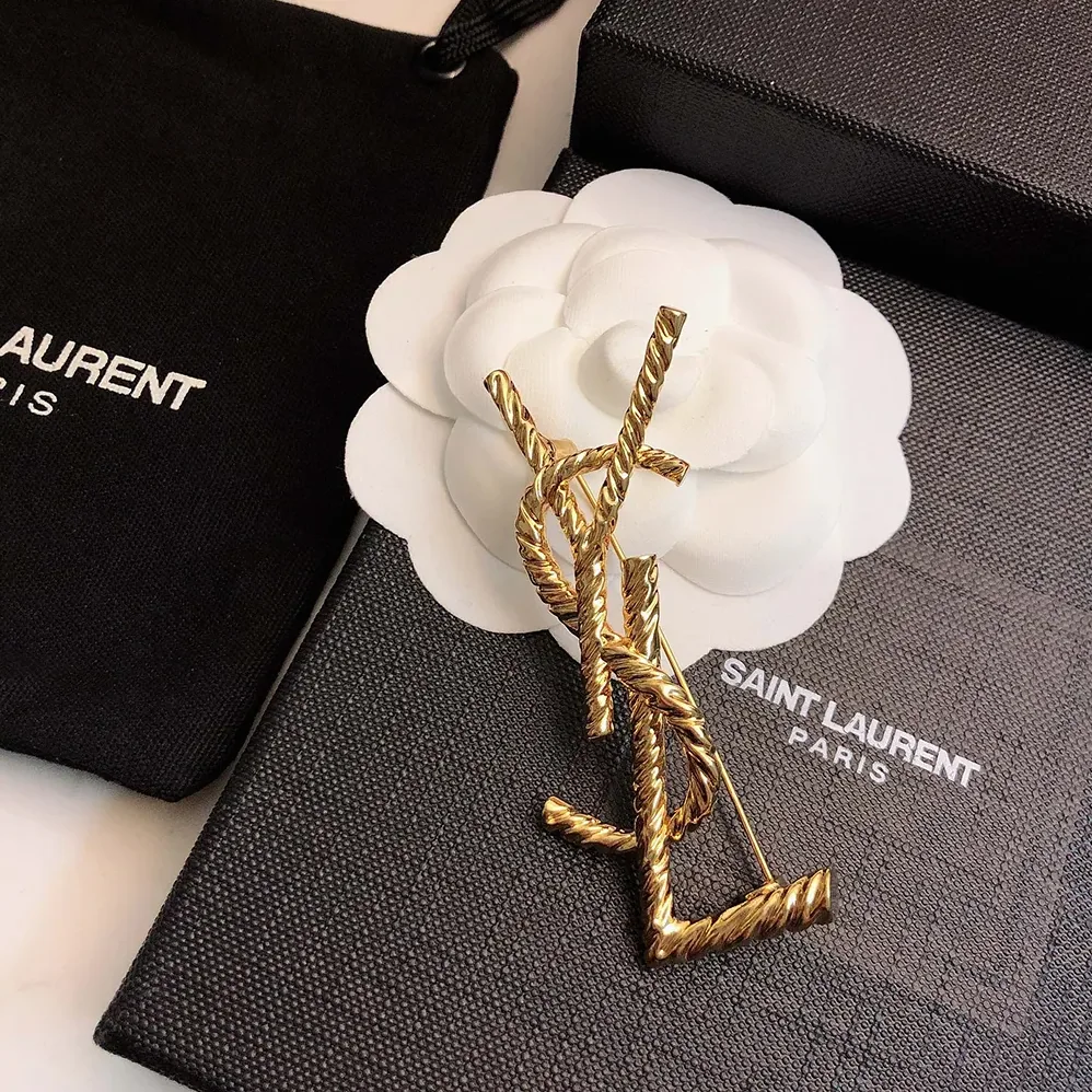Saint Laurent YSL Cassandre YSL Brooch in Metal for Women Saint Laurent YSL Cassandre YSL Brooch in Metal for Women