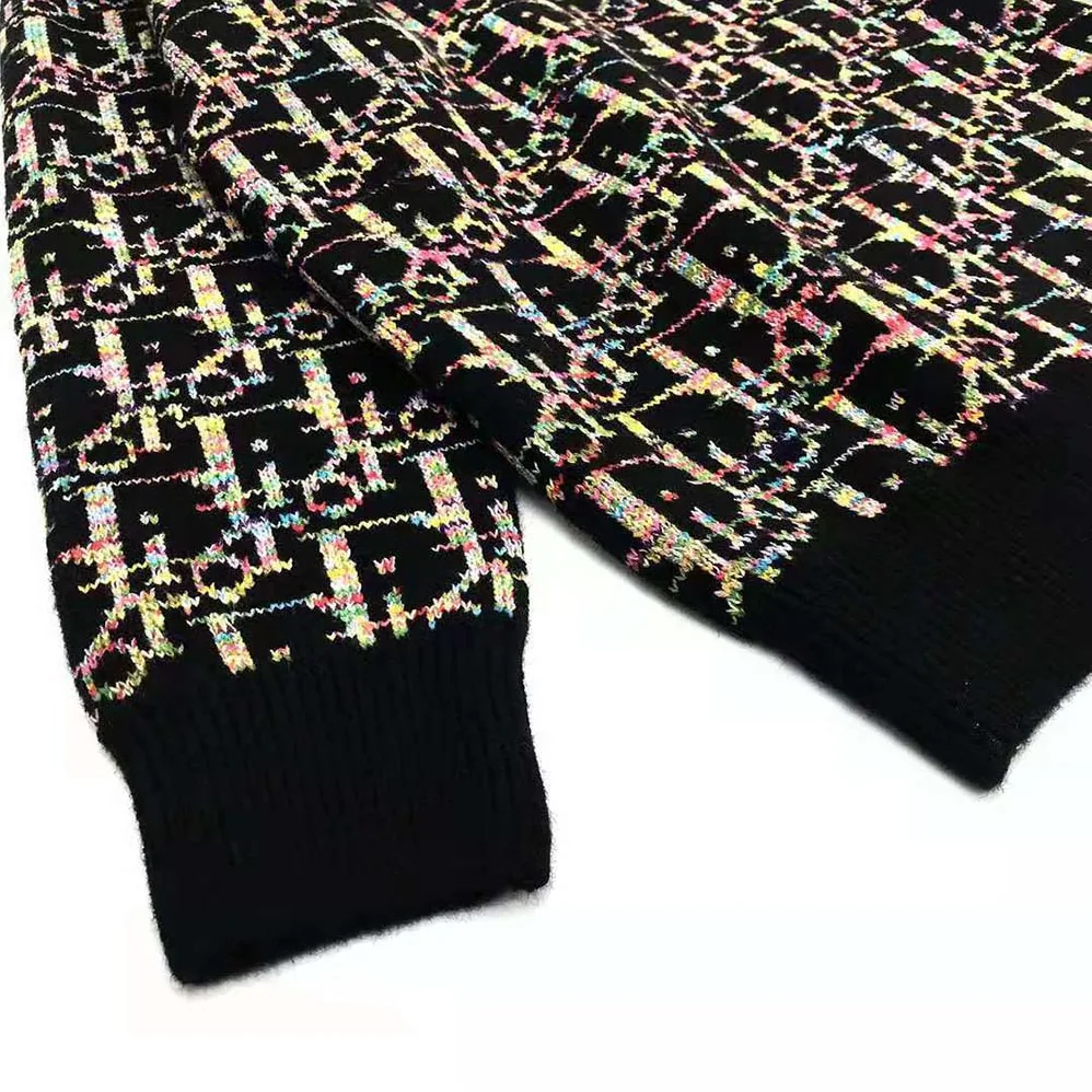 Dior Oblique Sweater Black Wool Jacquard for Men