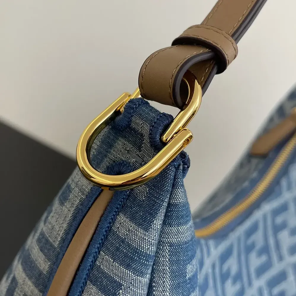 Fendi Fendigraphy Small Light blue FF Denim Fabric Bag for Women