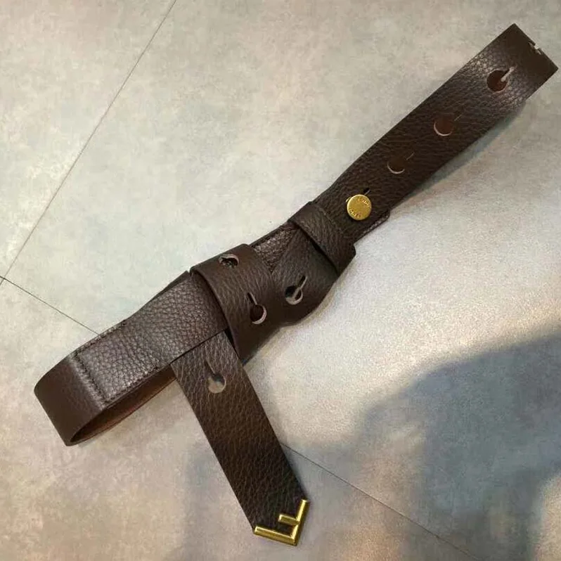 Fendi Long Tie Belt with F-Shaped Tip for Women in Brown Fendi Long Tie Belt with F-Shaped Tip for Women in Brown