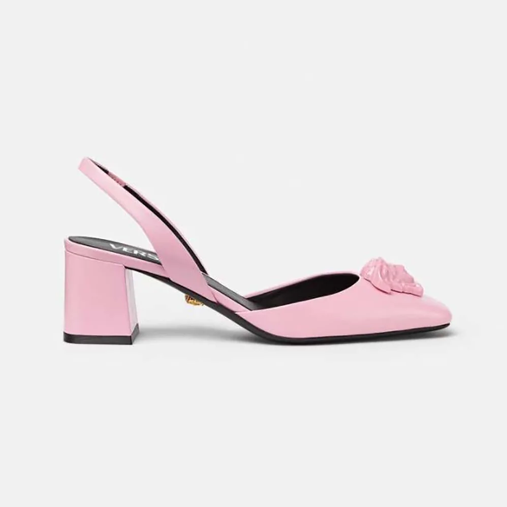 Versace La Medusa Leather Sling-Back Pumps for Women in Pink Versace La Medusa Leather Sling-Back Pumps for Women in Pink