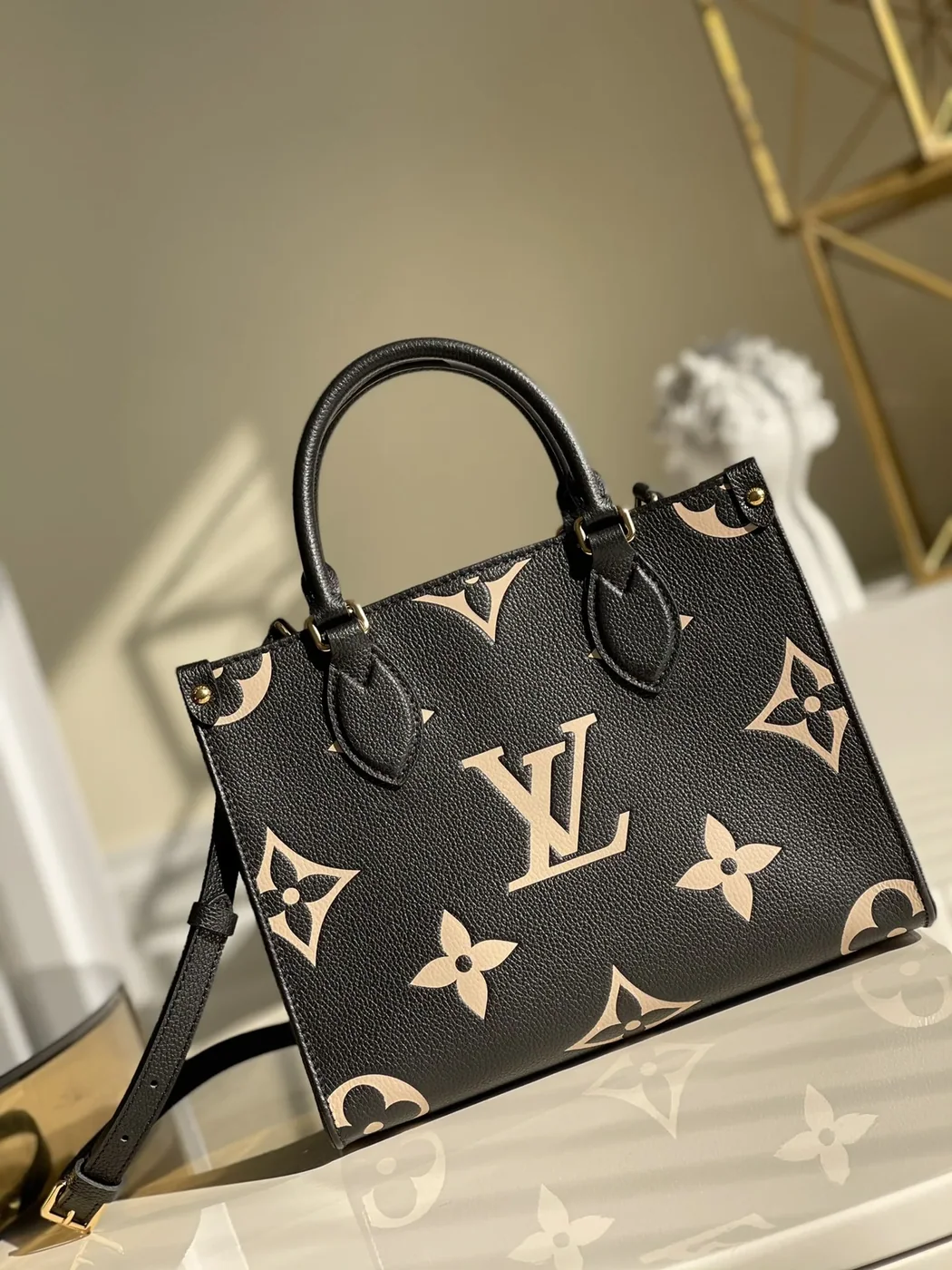 Louis Vuitton OnTheGo PM Tote Bag in Black Gold Hardware