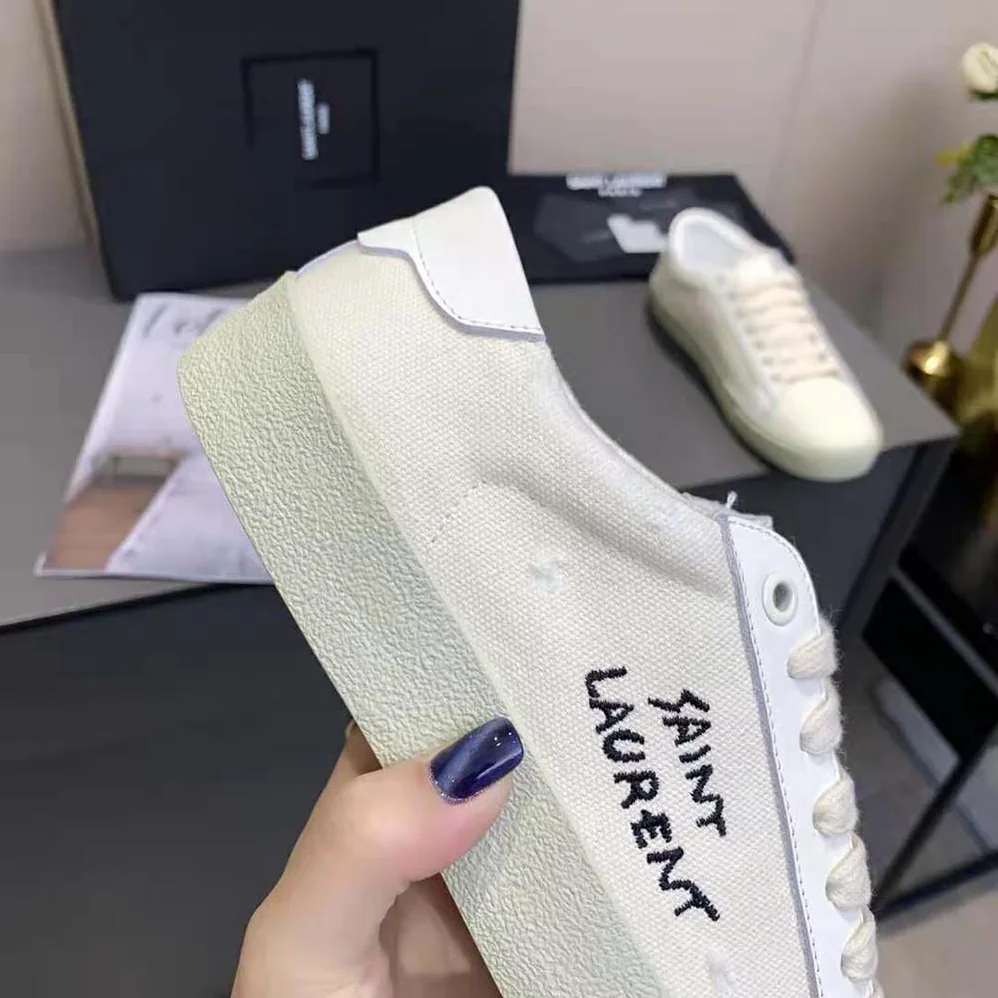 Saint Laurent YSL Court Classic SL/06 Sneakers Embroidered with Saint Laurent for Women Saint Laurent YSL Court Classic SL/06 Sneakers Embroidered with Saint Laurent for Women
