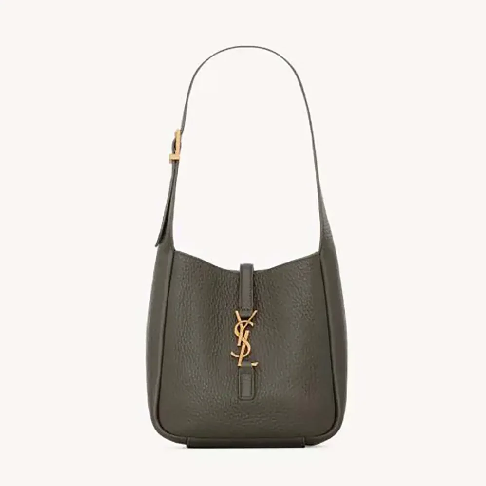 Saint Laurent YSL Le 5 à 7 Supple Baby in Grained Leather for Women in Dark Green