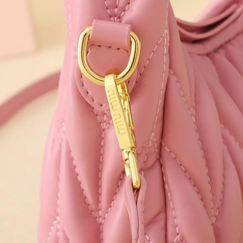 Miu Miu Wander Matelassé Nappa Leather Hobo Bag for Women in Pink