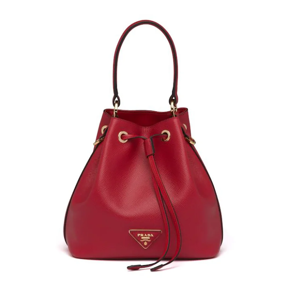 Prada Saffiano Leather Bucket Bag for Women in Red