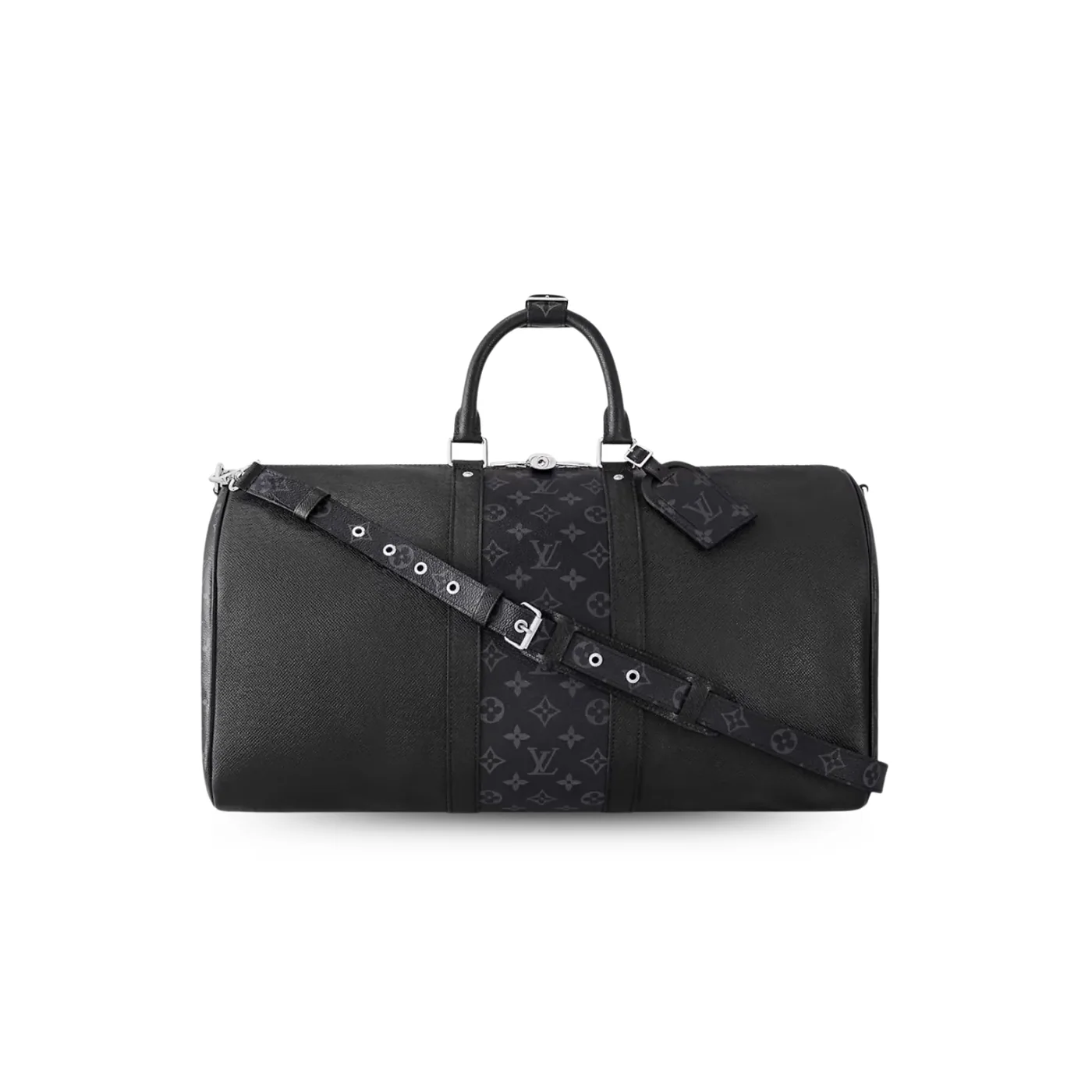 Louis Vuitton Keepall Bandouliere 25 Travel Bag in Black Silver Hardware Louis Vuitton Keepall Bandouliere 25 Travel Bag in Black Silver Hardware
