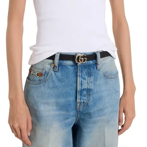 Gucci Reversible GG Marmont Thin Belt Black Flora Gucci Reversible GG Marmont Thin Belt Black Flora
