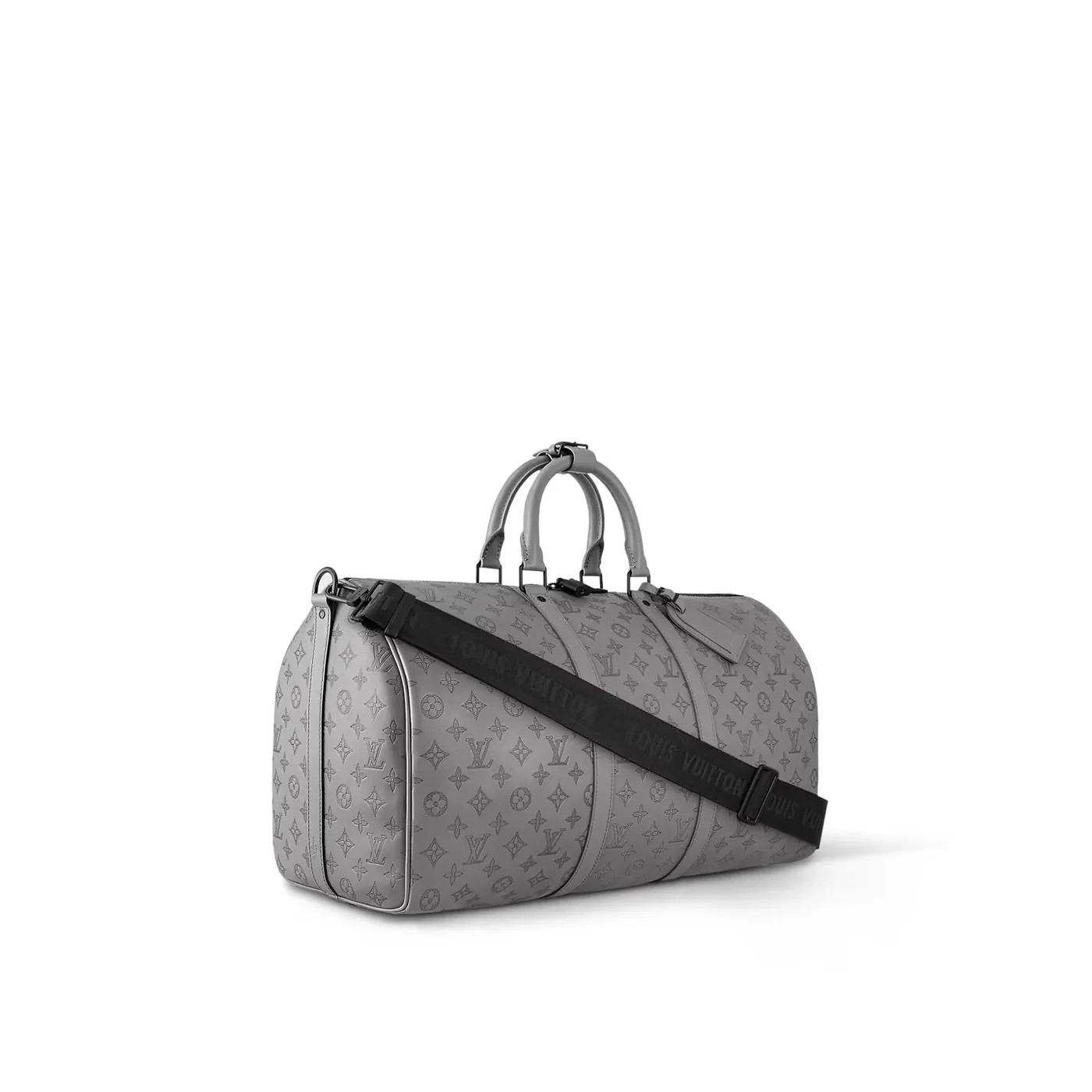 Louis Vuitton Keepall Bandouliere 50 Travel Bag in Grey Black Hardware Louis Vuitton Keepall Bandouliere 50 Travel Bag in Grey Black Hardware