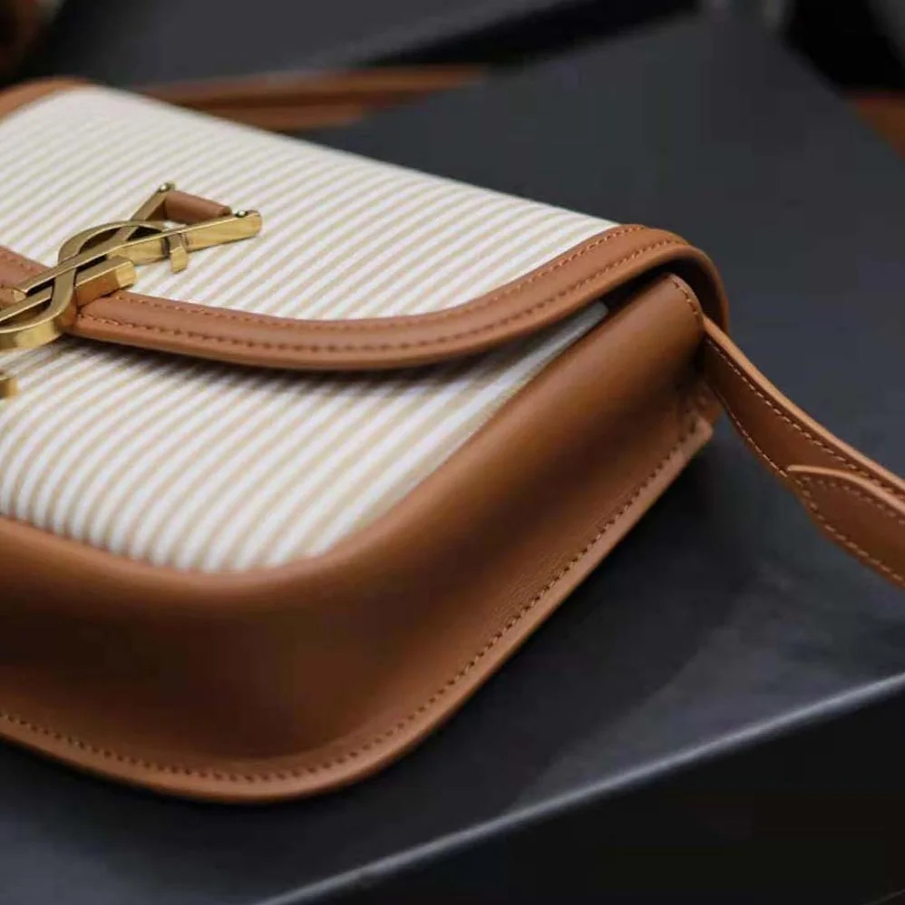 Saint Laurent YSL Kaia Small in Canvas and Vegetable for Women in tanned Leather Saint Laurent YSL Kaia Small in Canvas and Vegetable for Women in tanned Leather