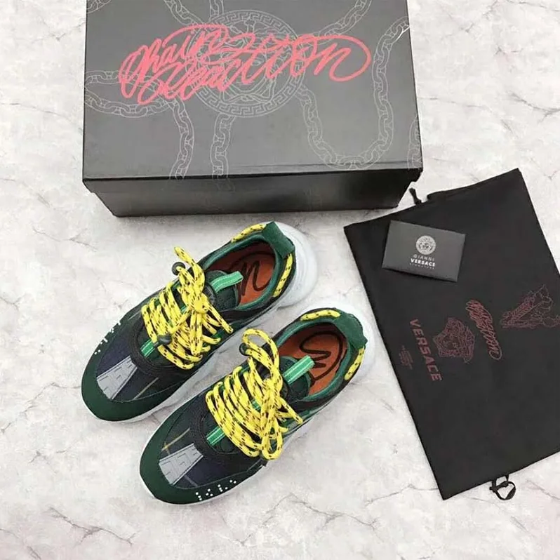 Versace Shoes Chain Reaction Sneaker Tartan for Men in Green Versace Shoes Chain Reaction Sneaker Tartan for Men in Green