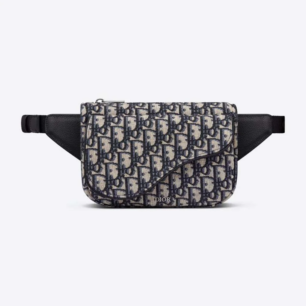 Dior Saddle Belt Bag Beige and Black Dior Oblique Jacquard for Men