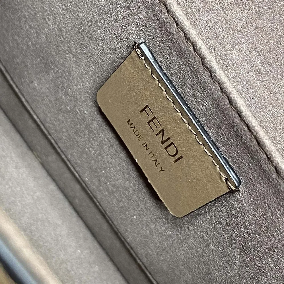 Fendi KAN I F Small Gray Leather Mini for Women in Bag in Calf