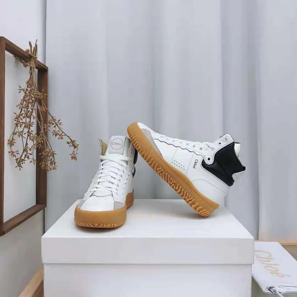 Chloe Franckie High-Top Sneaker in Smooth Calfskin for Women in Black