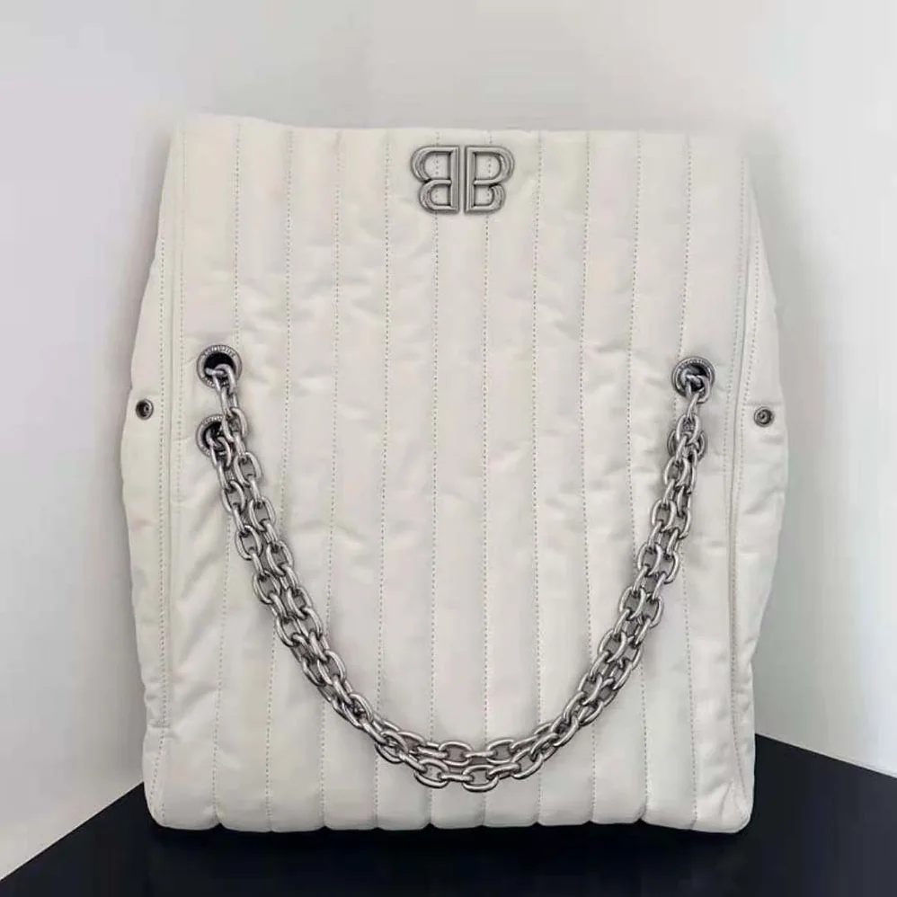 Balenciaga Monaco Medium Chain Bag Quilted in off White for Women
