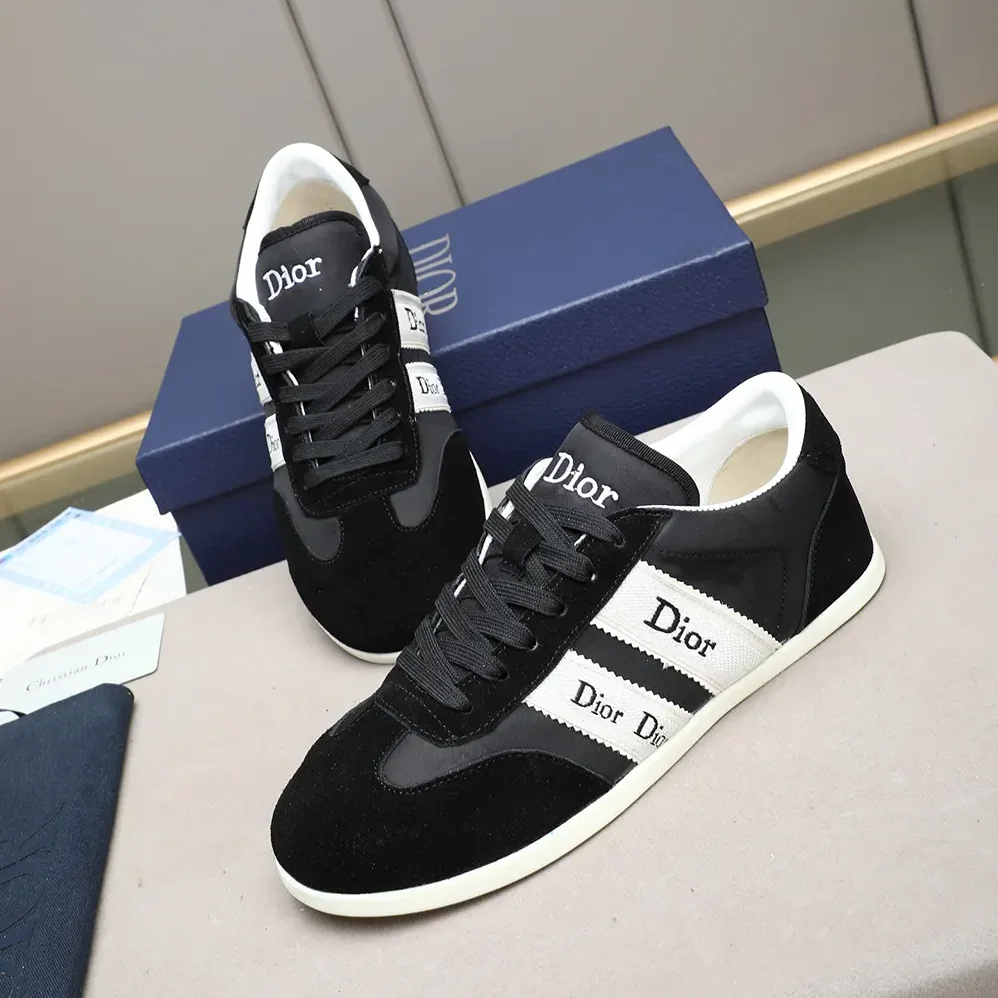 Dior Ribbon Sneaker Black Suede Calfskin and Technical Fabric for Unisex