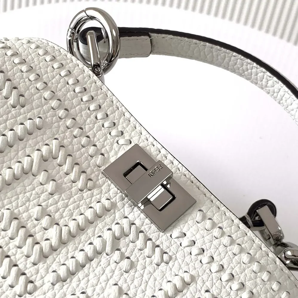 Fendi Peekaboo ISeeU Mini Leather Bag with FF Interlacing for Women Fendi Peekaboo ISeeU Mini Leather Bag with FF Interlacing for Women