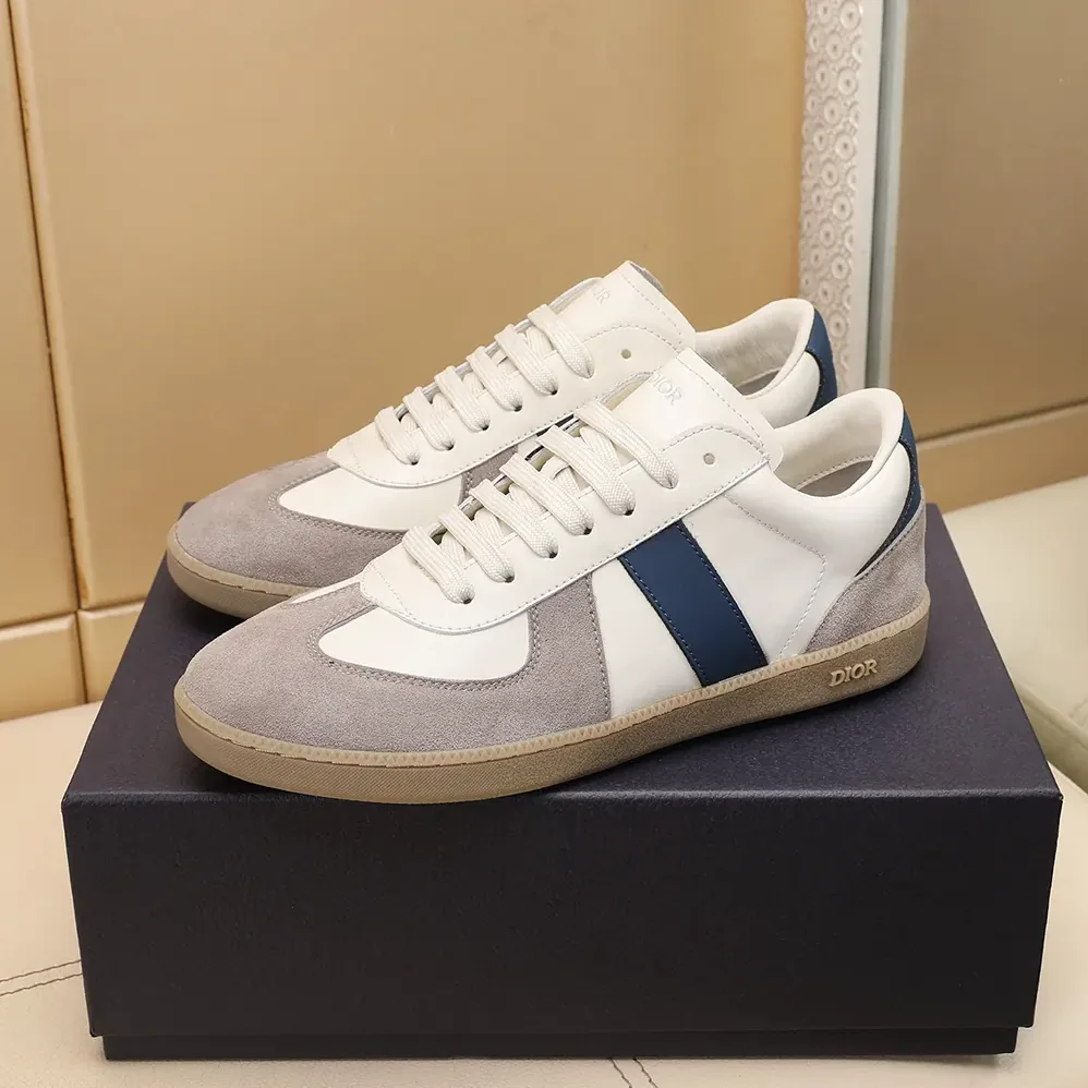 Dior B01 Matchpoint Sneaker Blue and White Smooth Calfskin with Gray Suede for Unisex