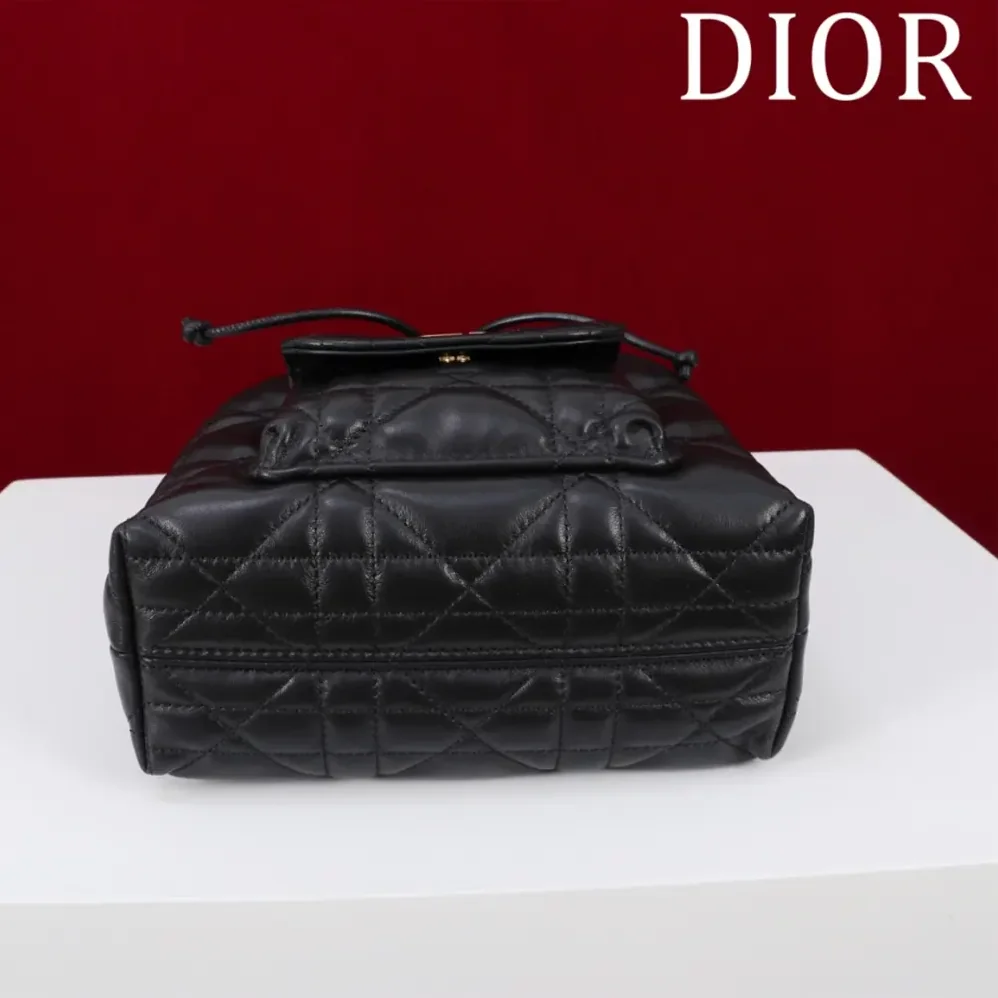 Dior Small Dior Caro Bucket Bag Black Macrocannage Lambskin for Women