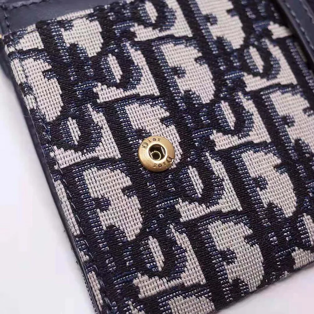 Dior Saddle Wallet Blue Dior Oblique Jacquard for Women