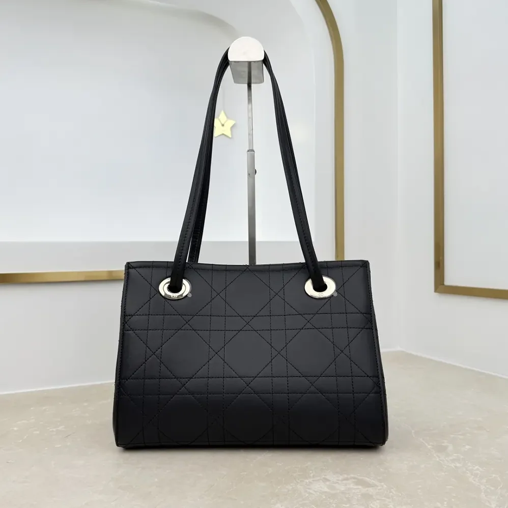 Dior Small Dior Promenade Shopping Bag Black Flat Cannage Calfskin for Women Dior Small Dior Promenade Shopping Bag Black Flat Cannage Calfskin for Women
