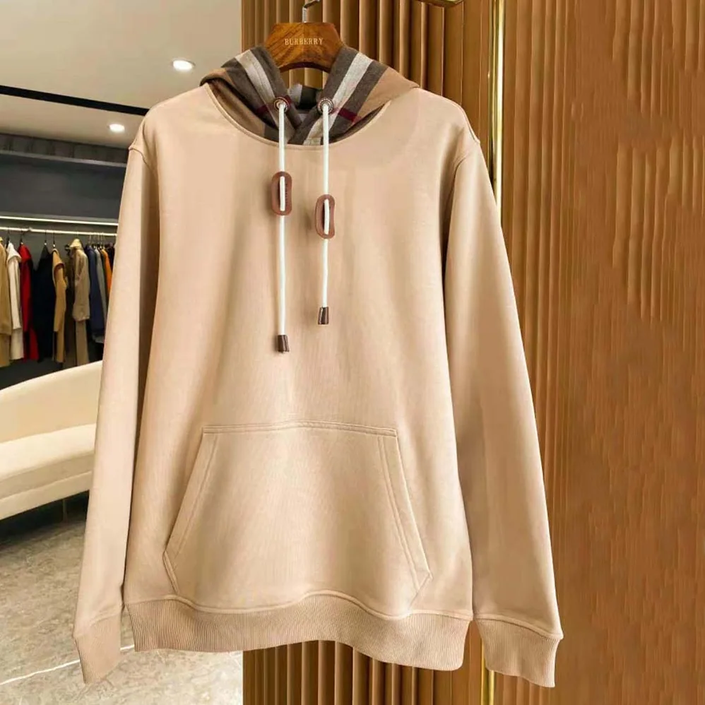 Burberry Check Hood Cotton Blend Hoodie for Men in Brown Burberry Check Hood Cotton Blend Hoodie for Men in Brown