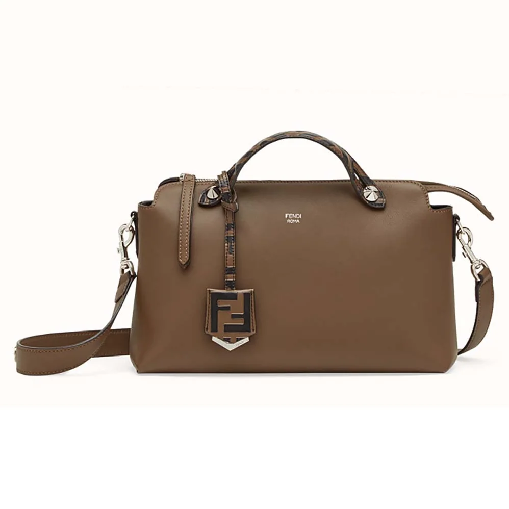 Fendi By the Way Regular Leather Boston Bag for Women in Brown Fendi By the Way Regular Leather Boston Bag for Women in Brown