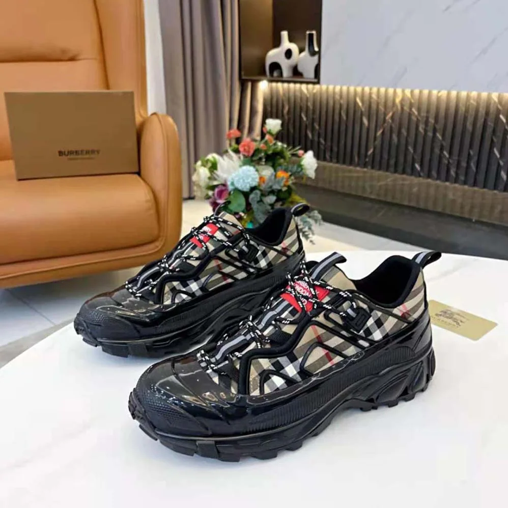 Burberry Vintage Check Cotton and Nylon Arthur Sneakers for Women in Black