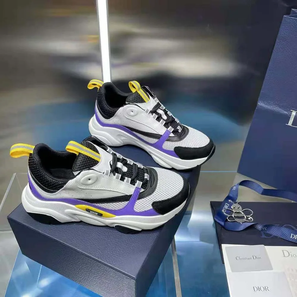 Dior B22 Sneaker Violet and White Calfskin with White and Black Technical Mesh for Men
