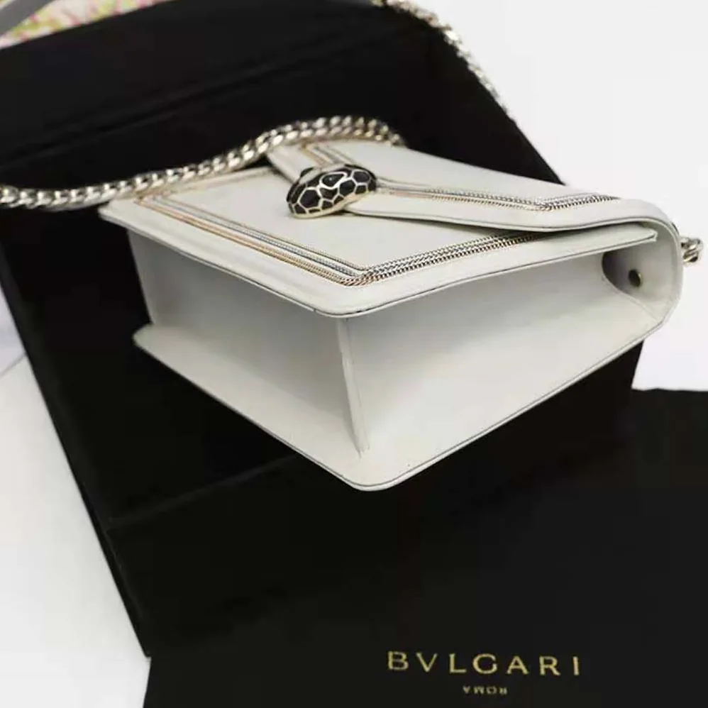 Bvlgari Serpenti Diamond Blast Shoulder Bag for Women in White Bvlgari Serpenti Diamond Blast Shoulder Bag for Women in White
