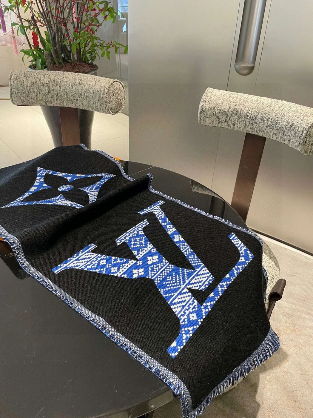Louis Vuitton MNG Two in Sided Scarf Blue