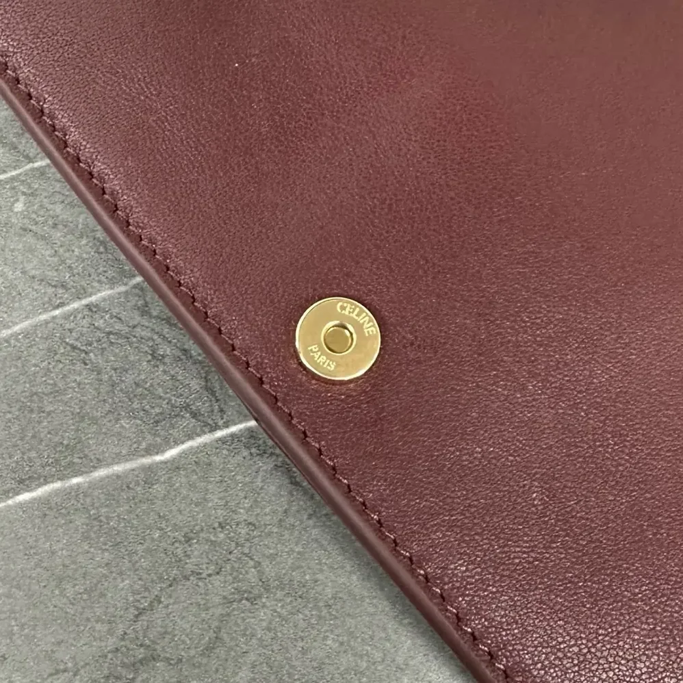 Celine Soft Triomphe Besace in Supple Shiny Lambskin for Women in Maroon Celine Soft Triomphe Besace in Supple Shiny Lambskin for Women in Maroon