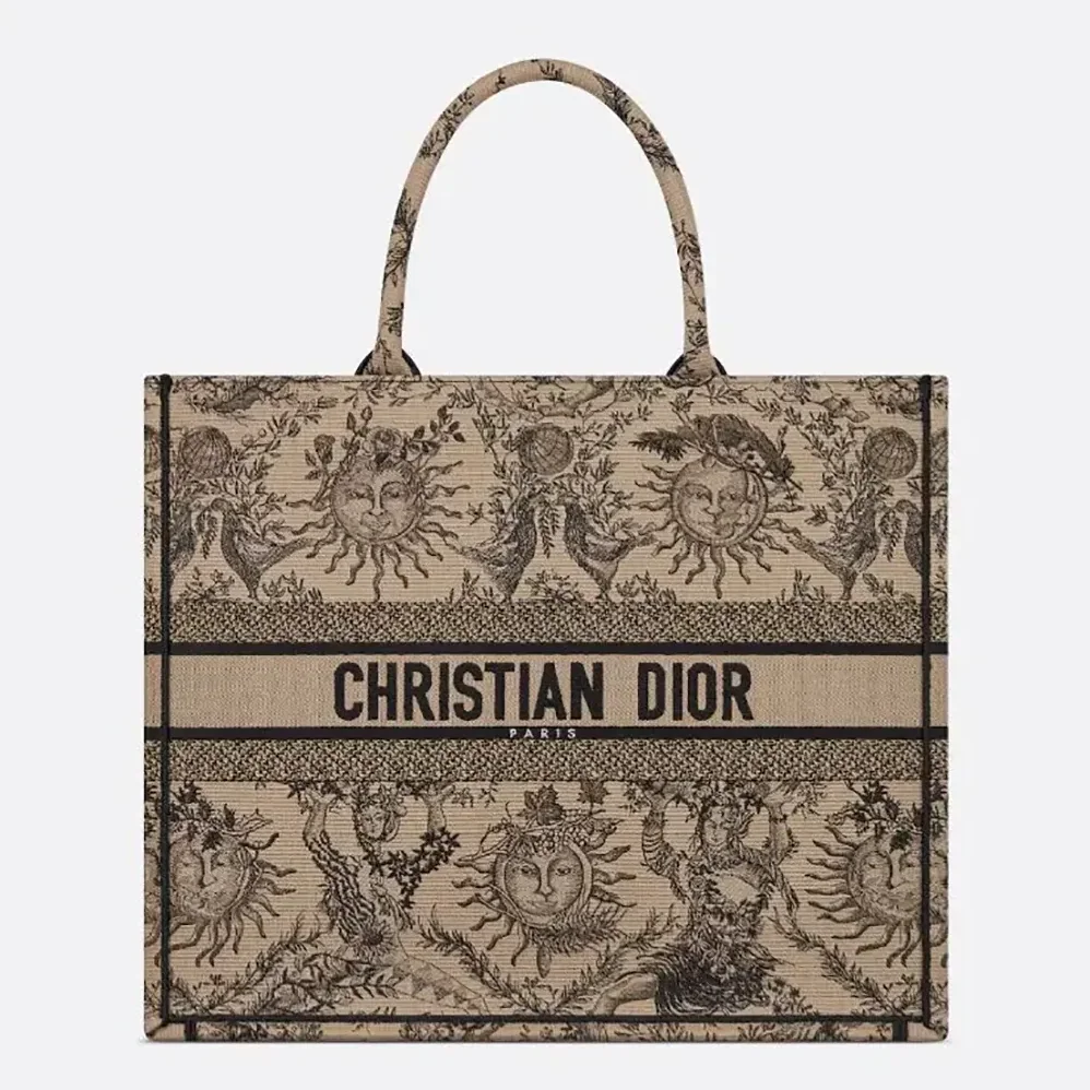 Dior Large Dior Book Tote Beige and Black Toile de Jouy Soleil Embroidery for Women Dior Large Dior Book Tote Beige and Black Toile de Jouy Soleil Embroidery for Women