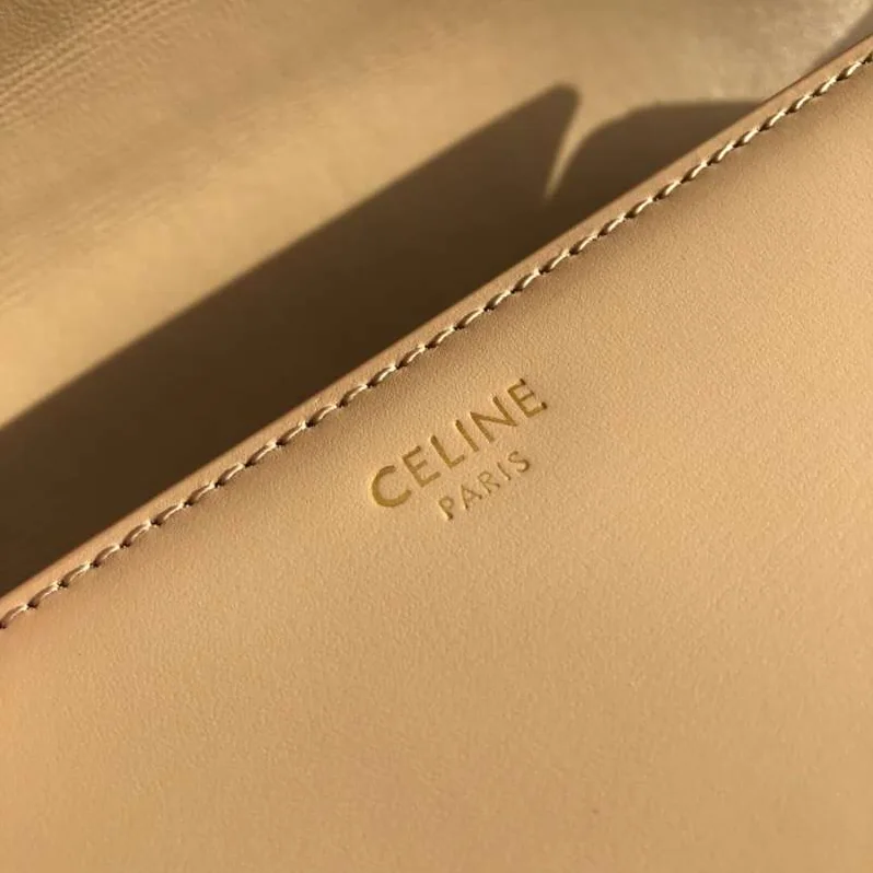 Celine Lady Medium Triomphe Bag in Shiny Calfskin in Sandy