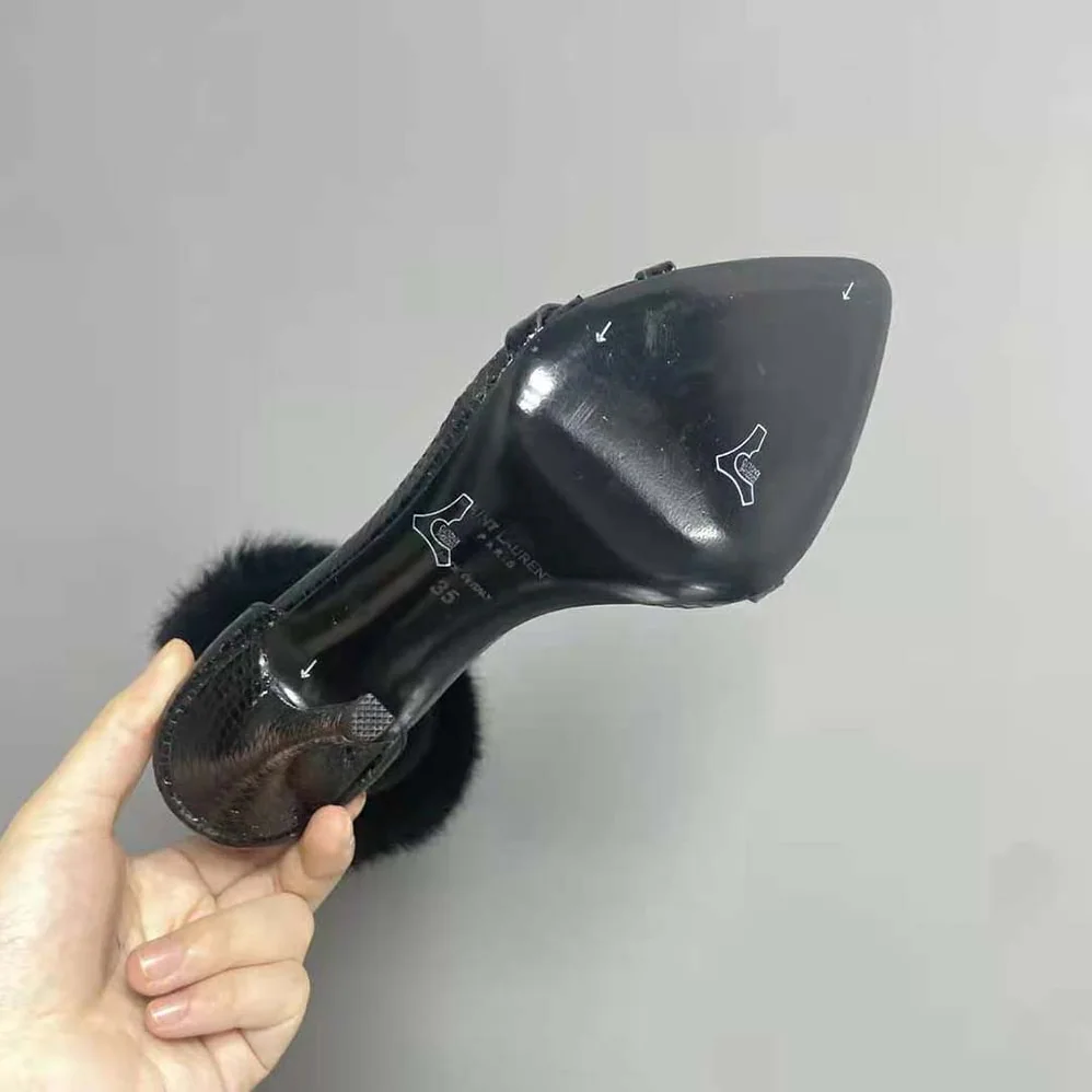 Saint Laurent YSL Satine Sandals in Lacquered Ayers for Women in Black
