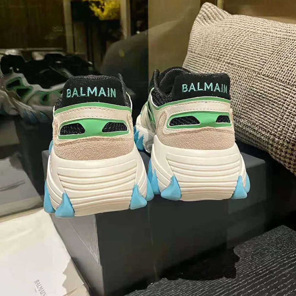 Balmain B-East Trainer in Leather Suede and Mesh for Unisex in Aqua