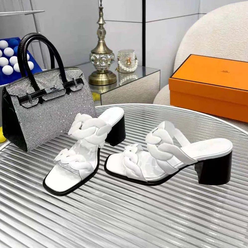 Hermes Gaby 60 Sandal in 6 cm High Heel for Women in White
