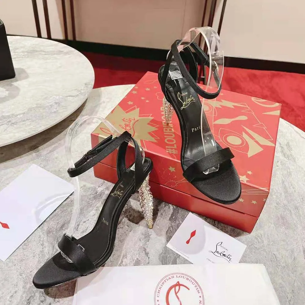 Christian Louboutin Lipstrass Queen 100 mm Heel Height for Women in Black Christian Louboutin Lipstrass Queen 100 mm Heel Height for Women in Black
